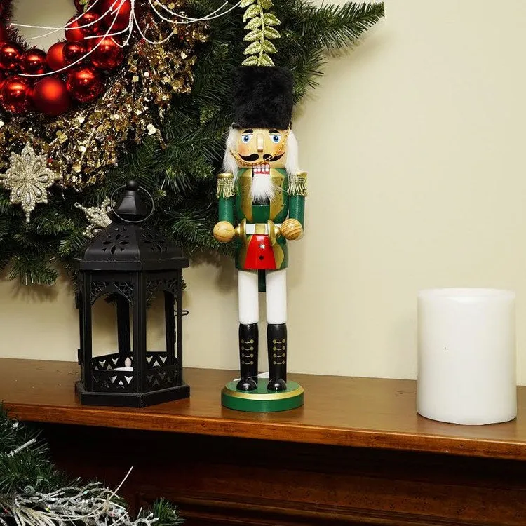 15" Beige and Green Army Soldier in Fatigues Christmas Nutcracker