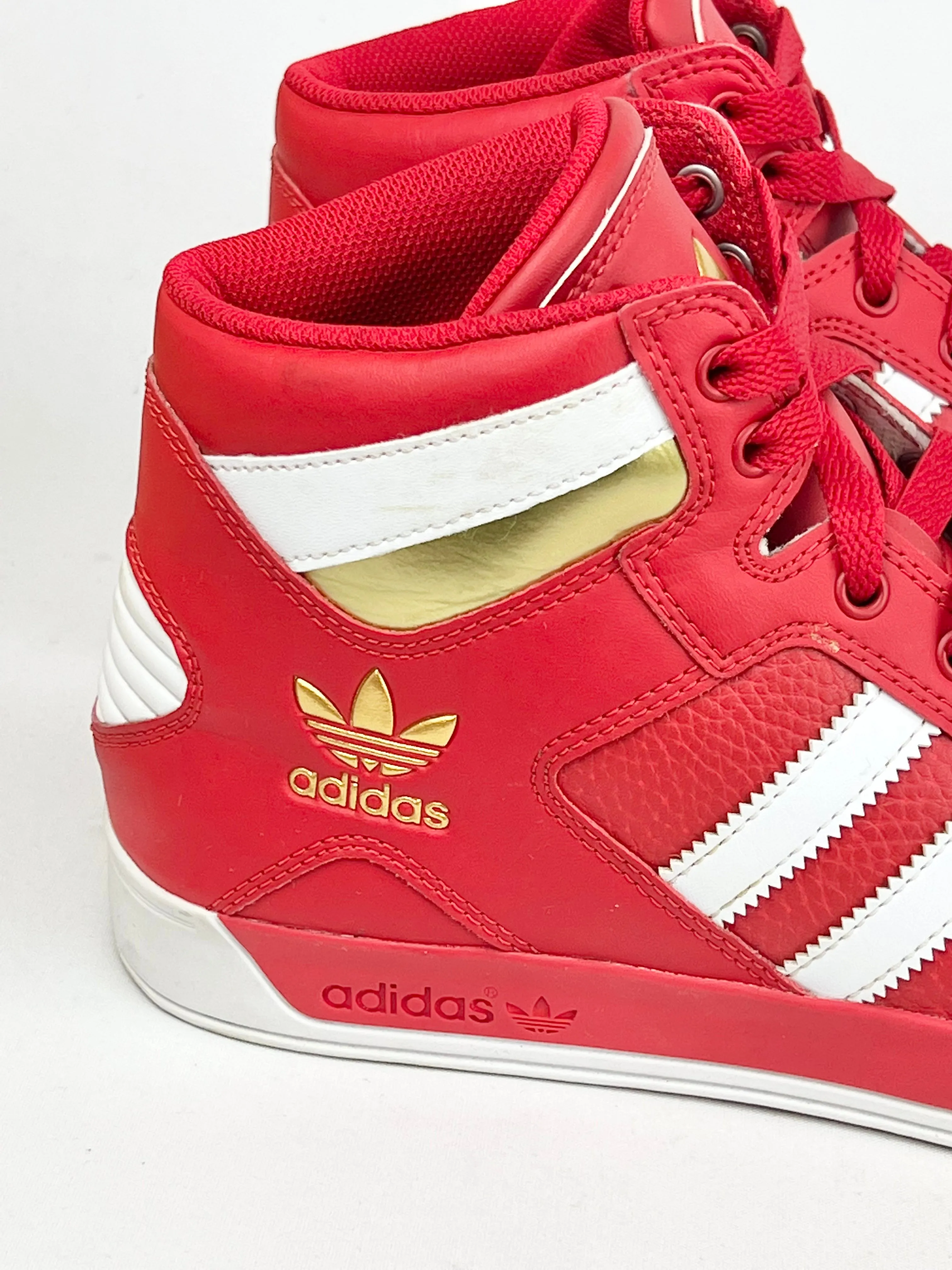 Adidas Hard Court Hi-Top Trainers Red/Gold -Mens US9