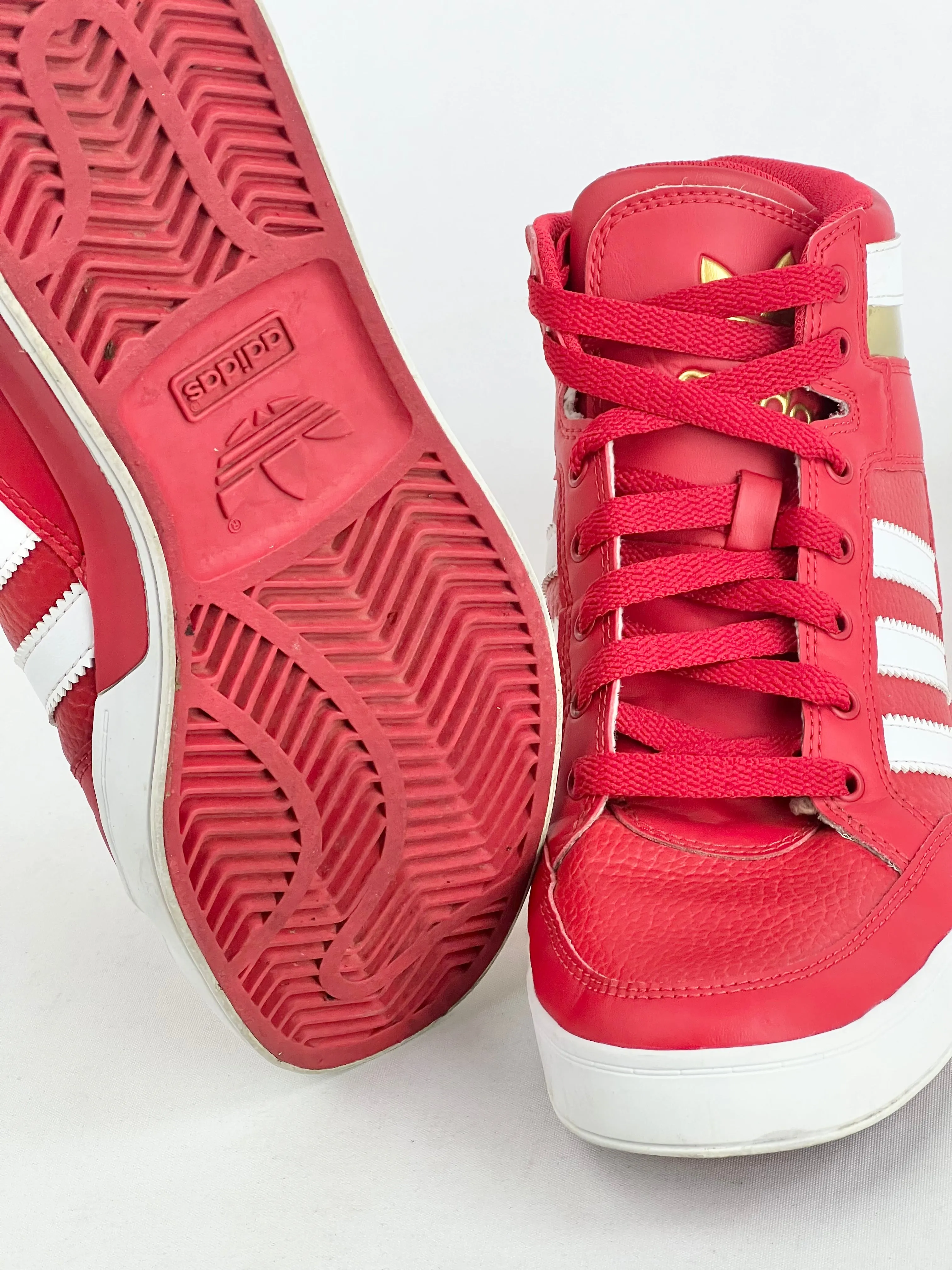 Adidas Hard Court Hi-Top Trainers Red/Gold -Mens US9
