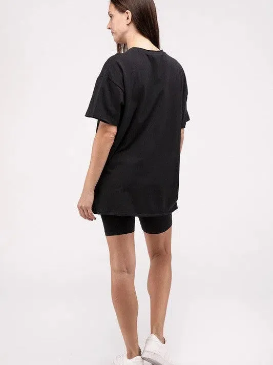 All Day Comfort Cotton Round Neck Top & Biker Shorts Set