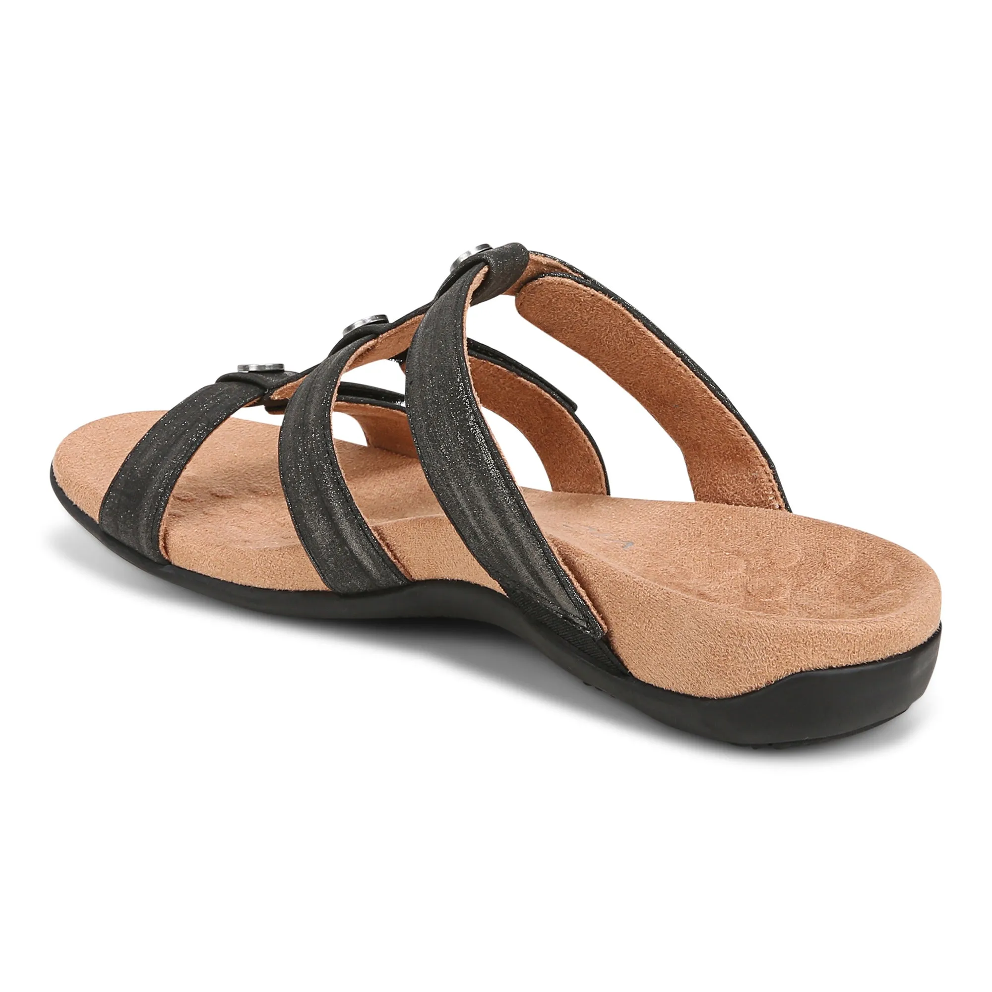 Amber Adjustable Slide Sandal WIDE - Black