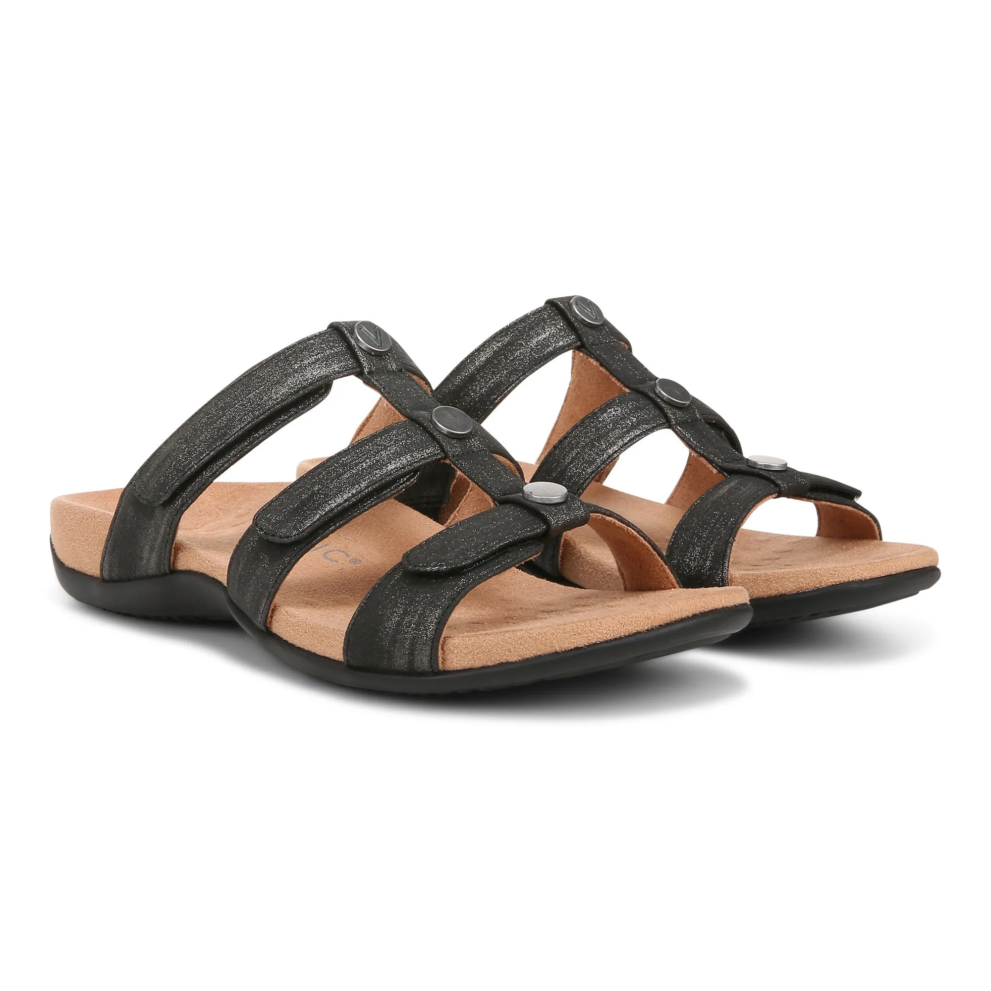 Amber Adjustable Slide Sandal WIDE - Black