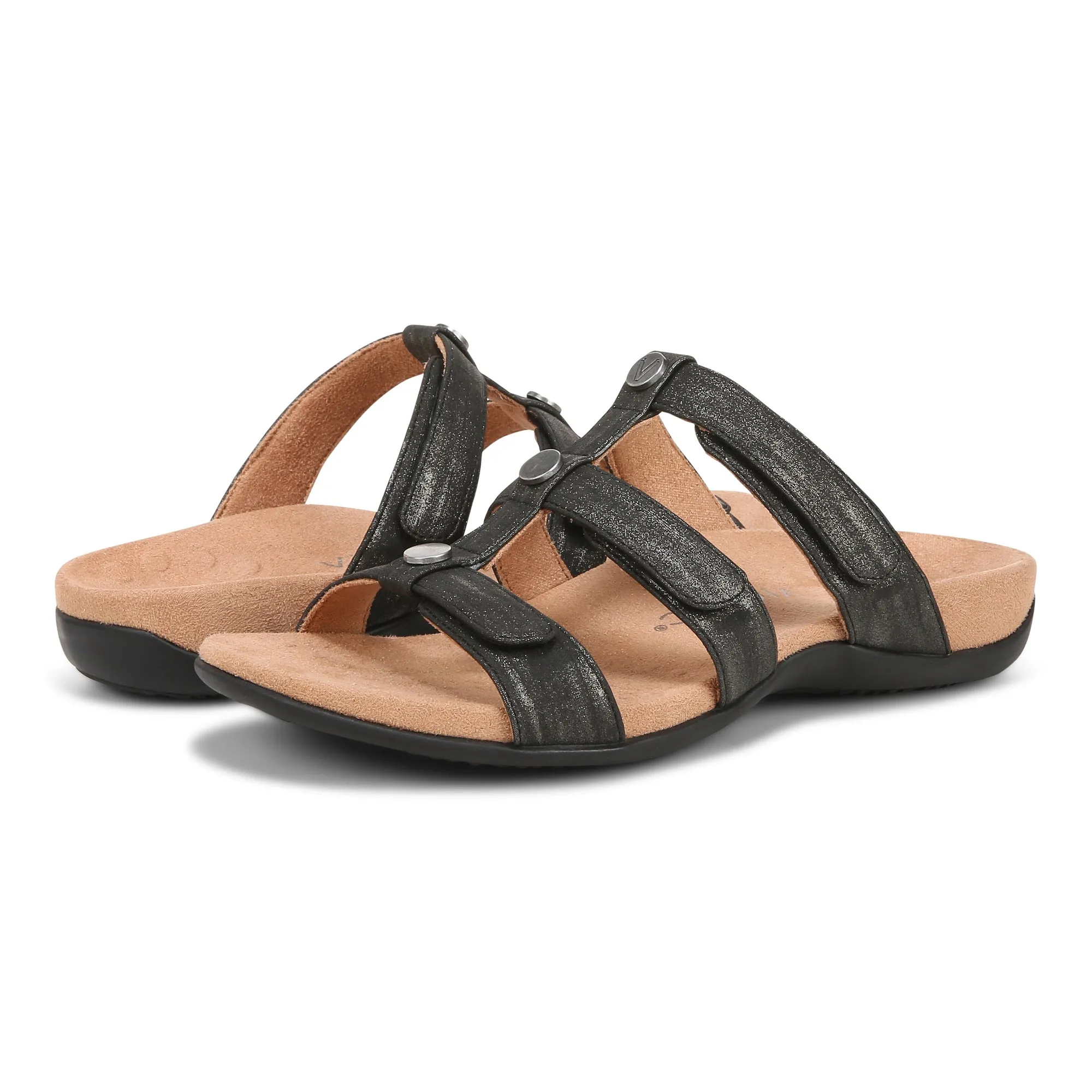 Amber Adjustable Slide Sandal WIDE - Black
