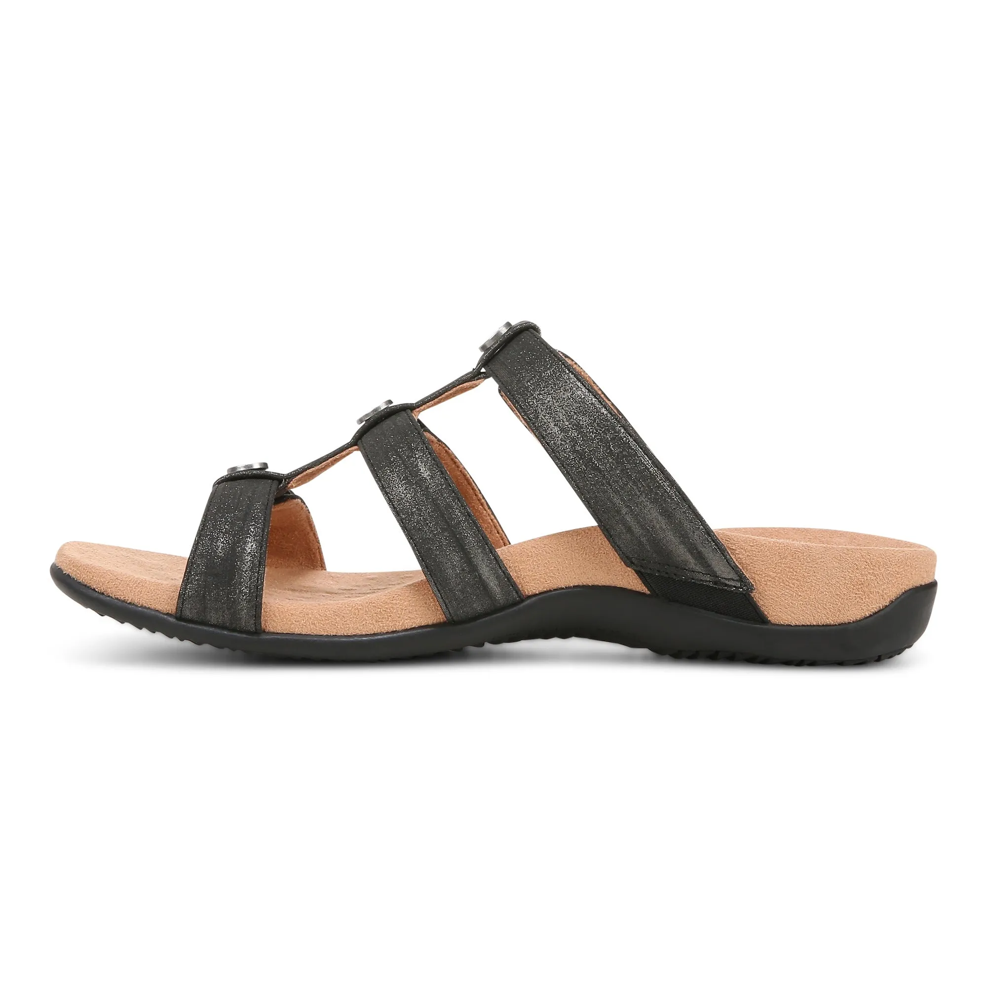 Amber Adjustable Slide Sandal WIDE - Black