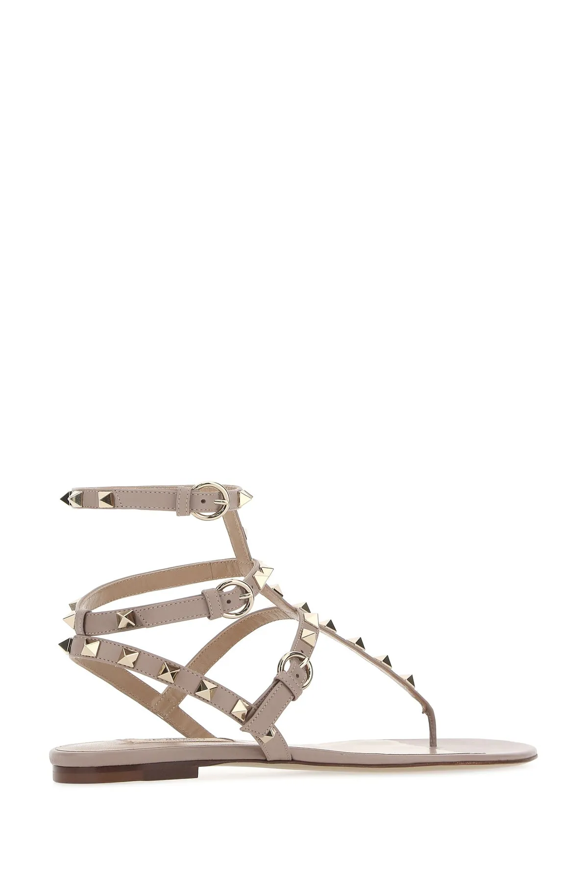 Antiqued pink leather Rockstud thong sandals