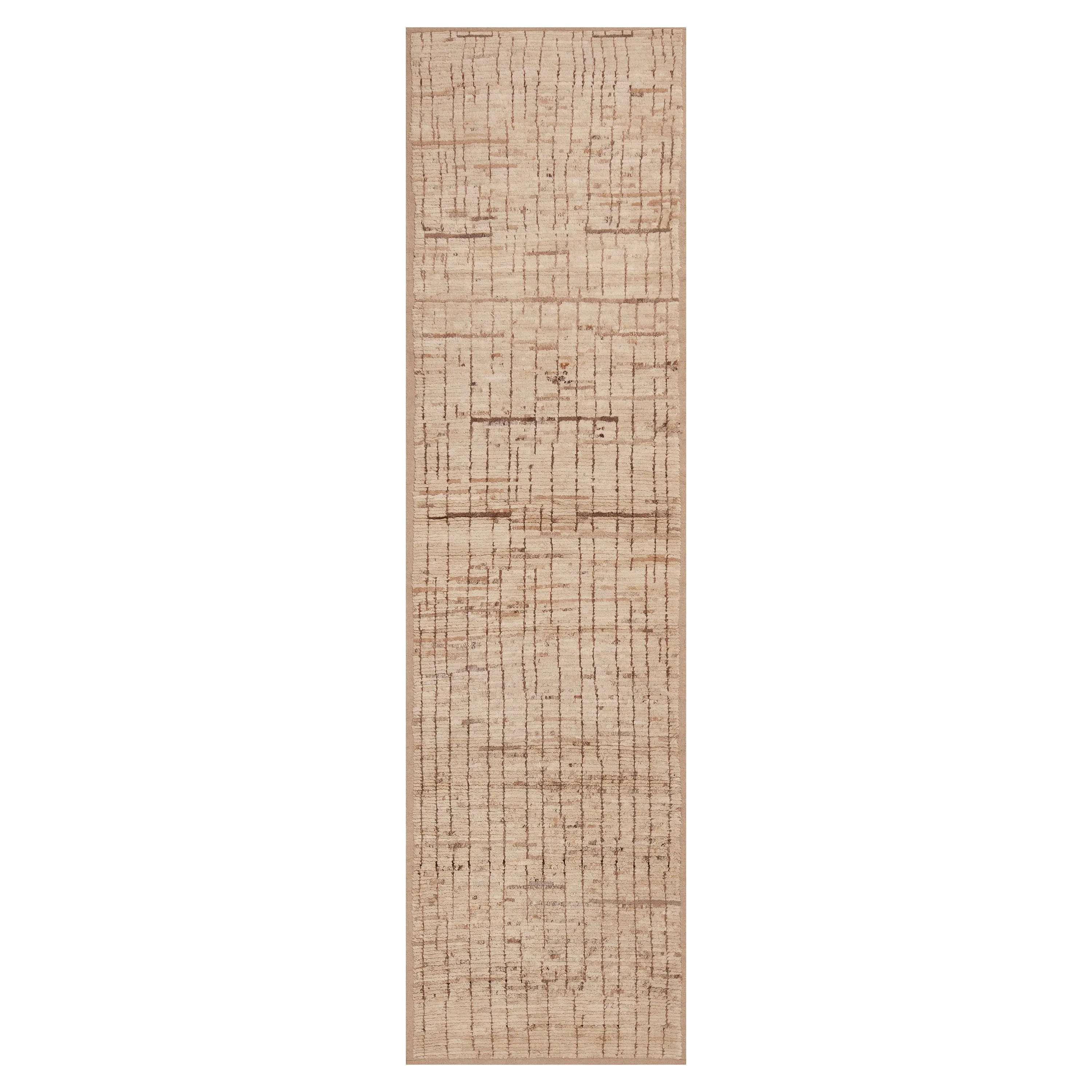 Brown Zameen Modern Wool Runner - 2'9" x 9'8"