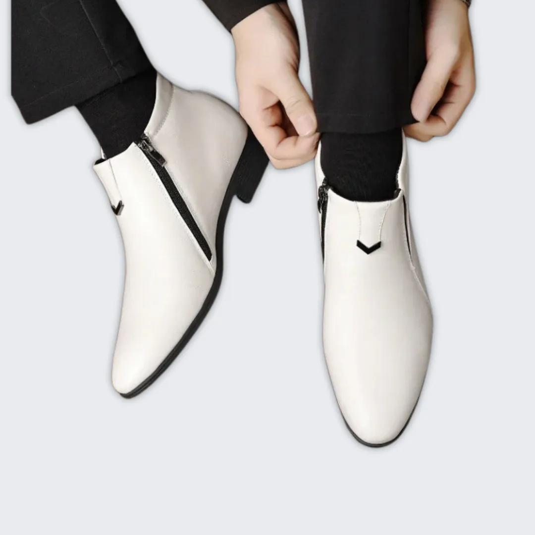 Chic Men's Leather Zip Boots | Elegant Comfort & Style