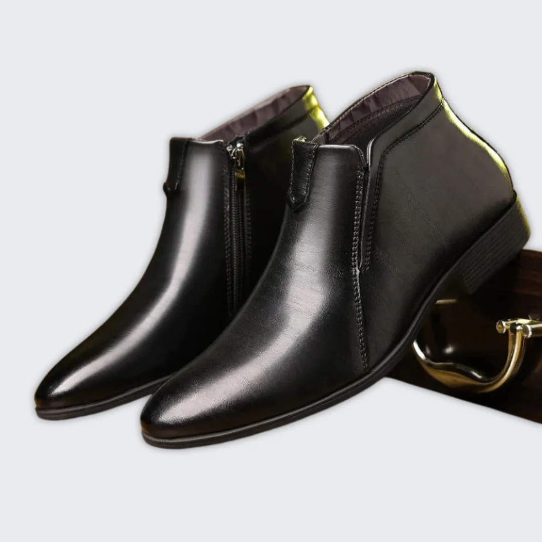 Chic Men's Leather Zip Boots | Elegant Comfort & Style
