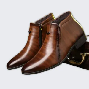 Chic Men's Leather Zip Boots | Elegant Comfort & Style