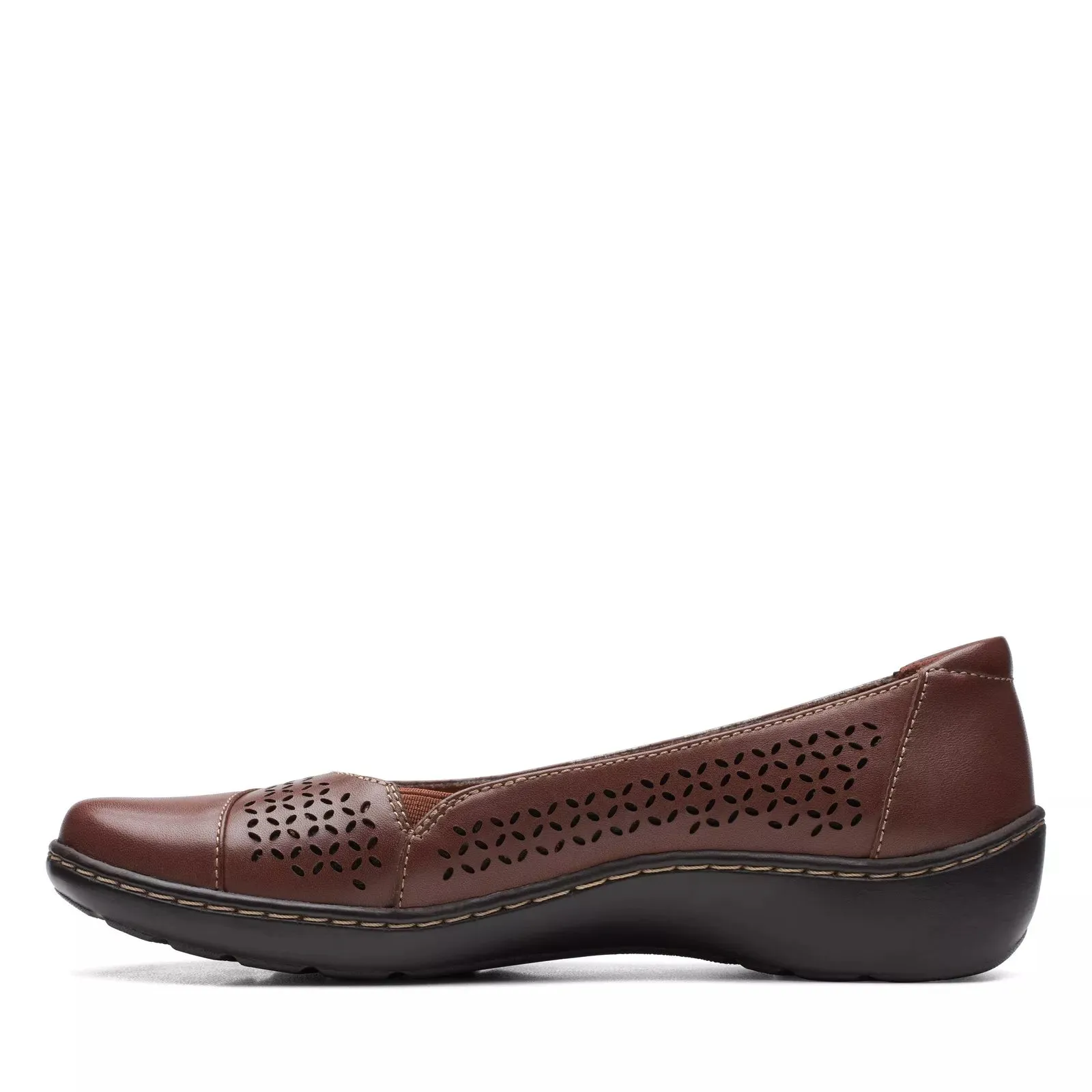 Clarks Womens Cora Iris Brown Leather Casual Flats Shoes 26170465