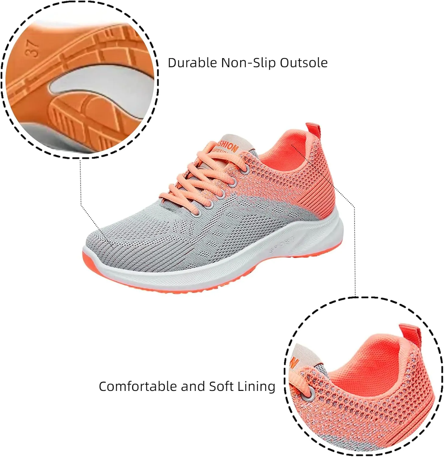 Comfortwear Ortho Shoes for Women Lightweight Slip On Running Walking Shoes Sports Fashion Training Sneakers