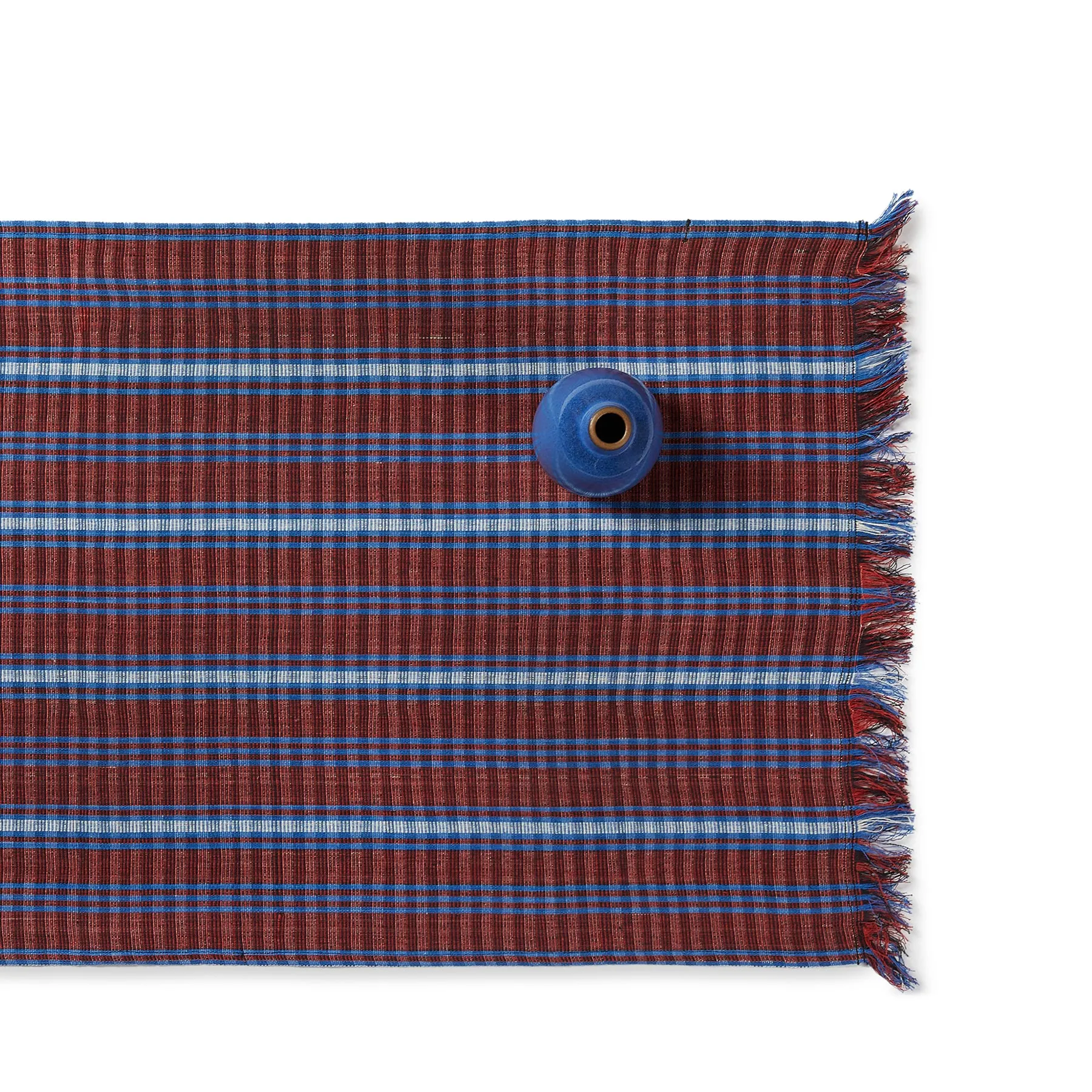 Cotton Tartan Runner in Red and Blue