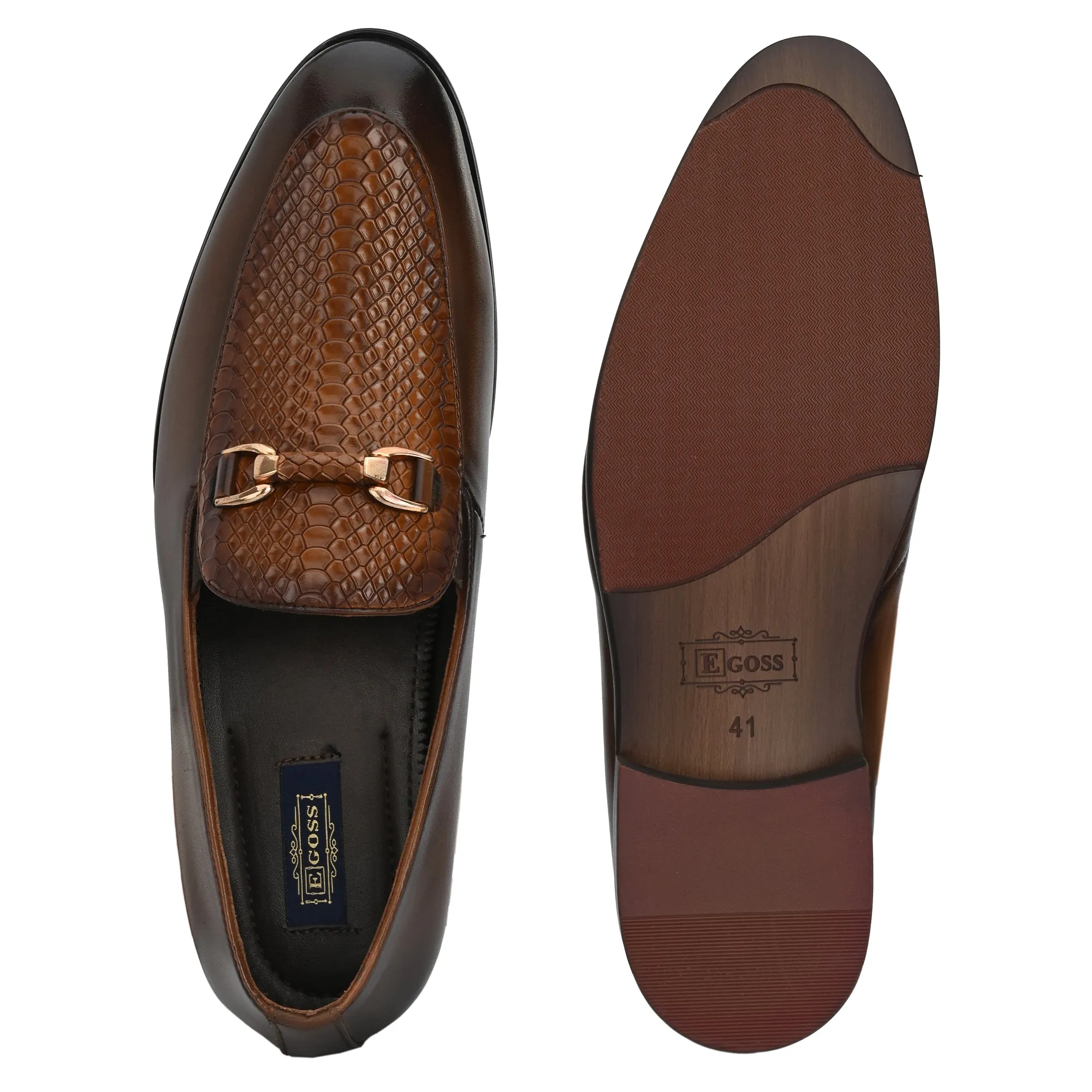 Egoss Imprinted Buckled Loafers For Men