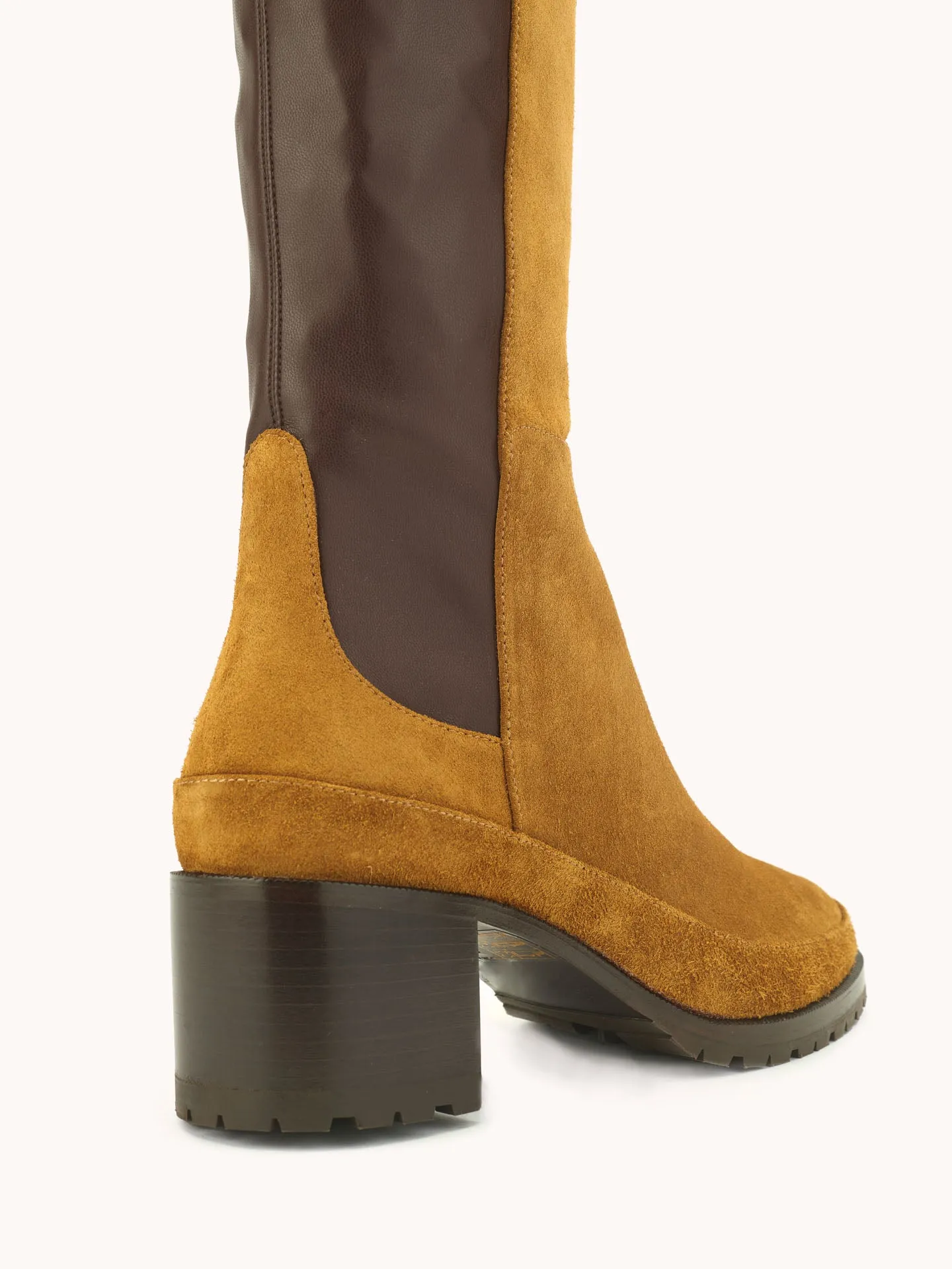 Emily Over The Knee Camel Casual Suede Boots