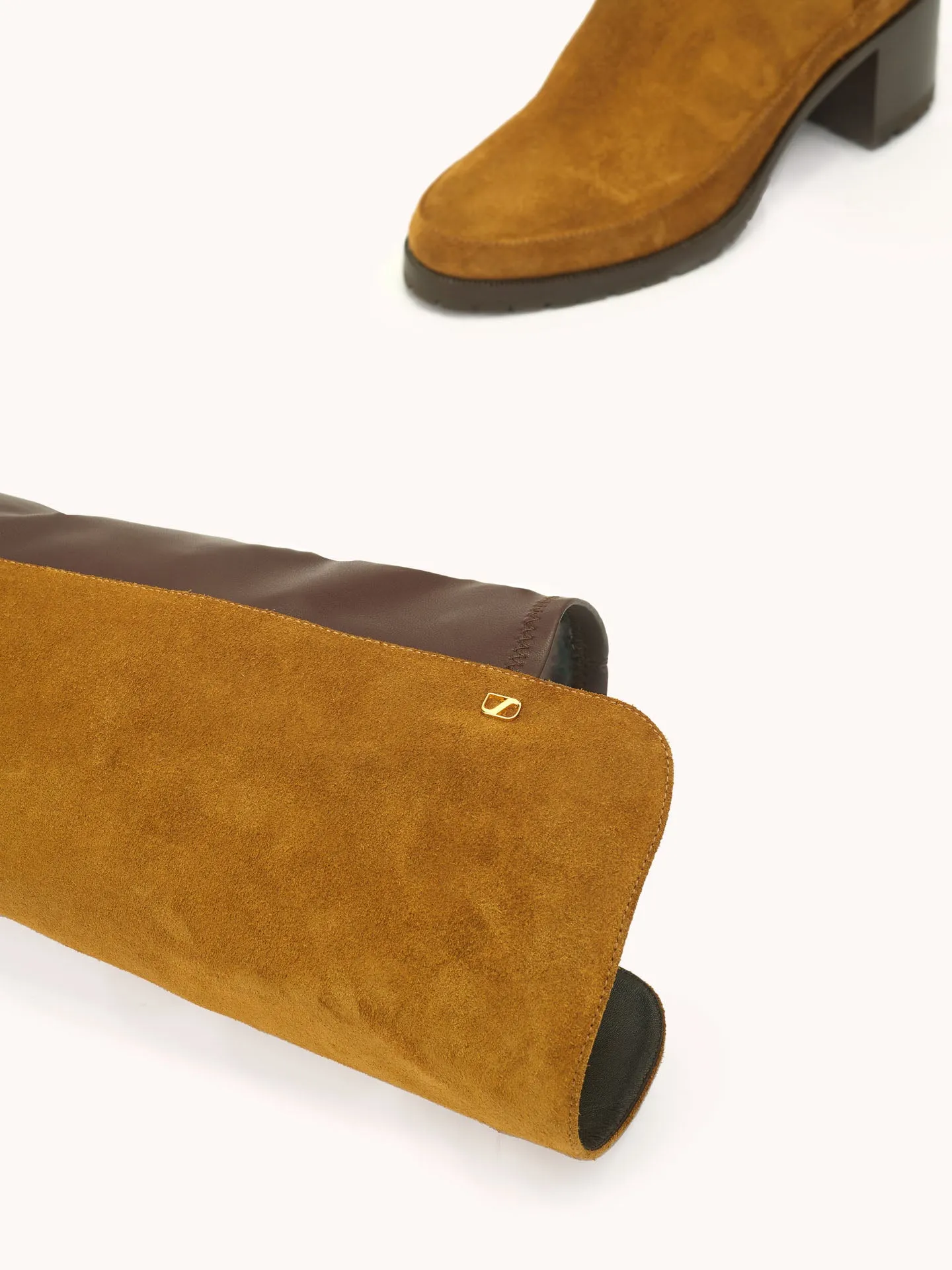 Emily Over The Knee Camel Casual Suede Boots