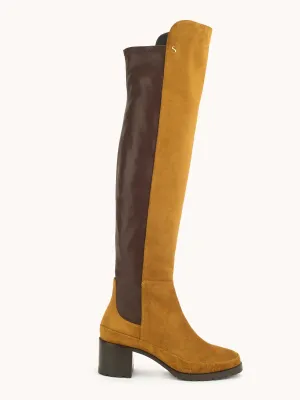 Emily Over The Knee Camel Casual Suede Boots