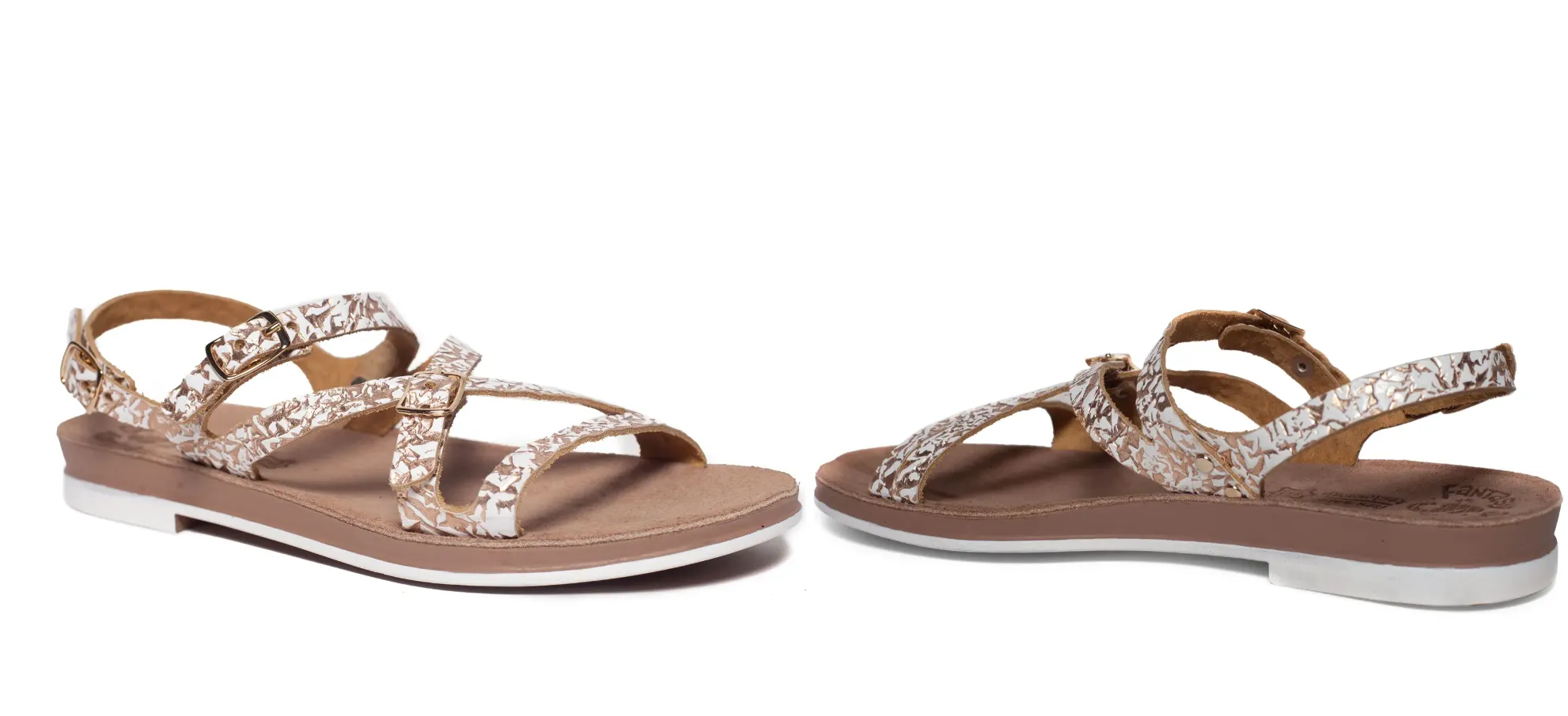 Fantasy "Dalia" leather sandal gold/white metallic sandal
