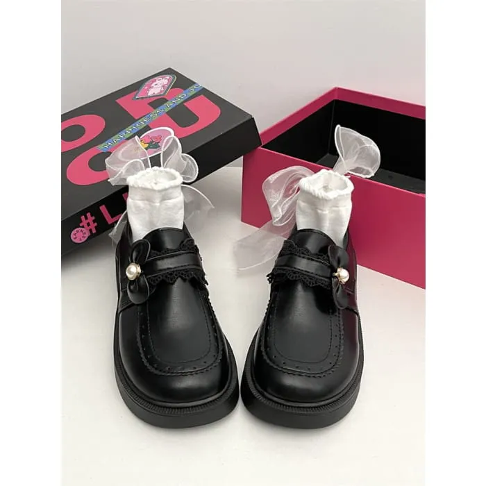 Faux Pearl Platform Loafers