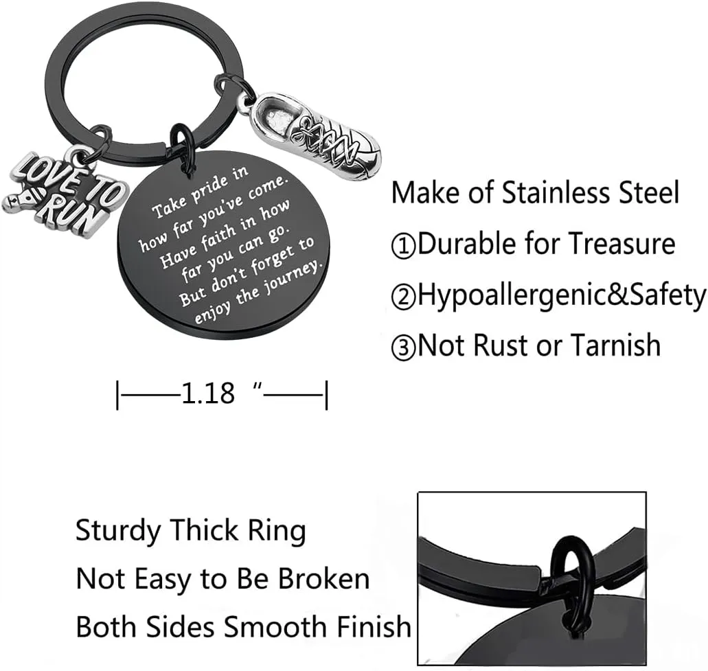 FUSTMW Runners Keychain - Marathon Runner Gift - Track Gift