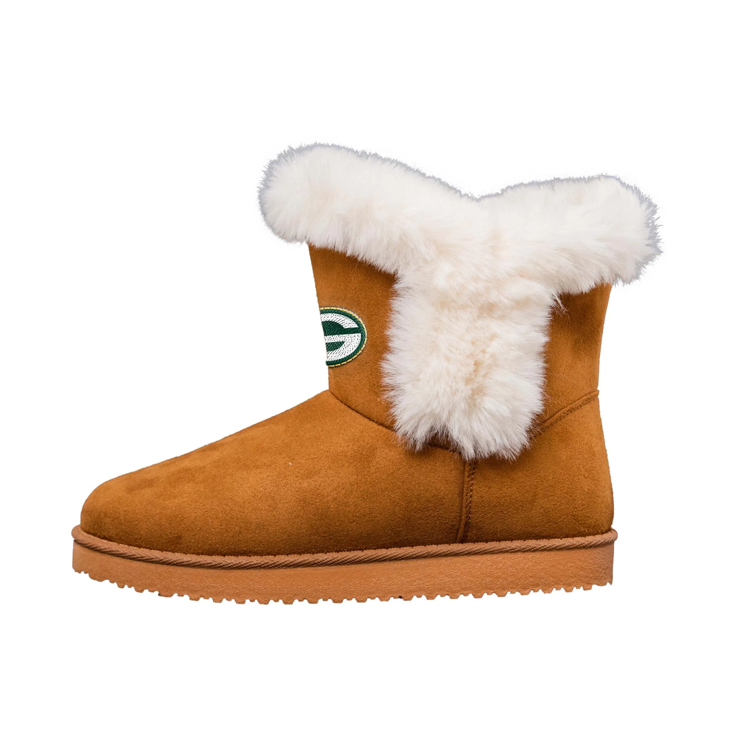 Green Bay Packers NFL Womens White Fur Boots