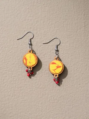 Handcrafted Danglers Yellow Orange