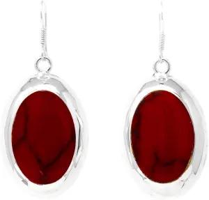 Handcrafted Taxco Alpaca Silver Oval Drop Earrings, From Mexico, 1 Pair