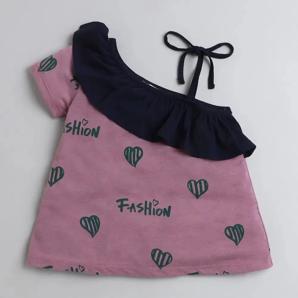 Hearts Open Strap Frill Sleeve Set