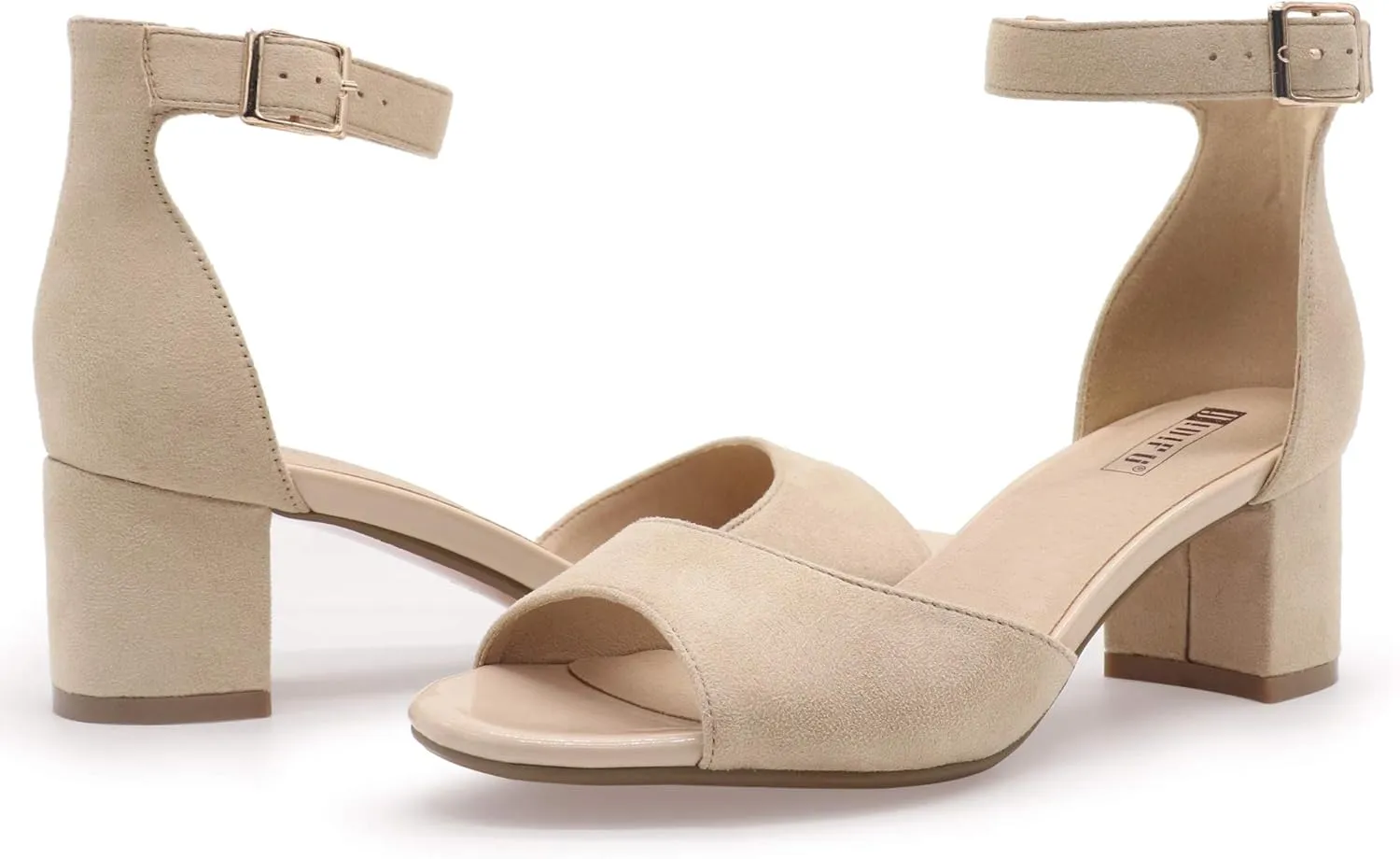 IDIFU Women's Candie Low Block Heels Sandals Peep Toe Chunky Ankle Strap Wedding Dress Shoes