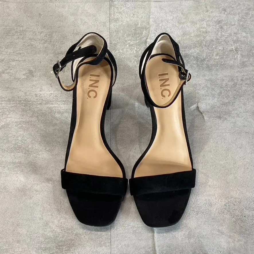 INC INTERNATIONAL CONCEPTS Women's Black Suede Lexini Two-Piece Sandals SZ 6.5