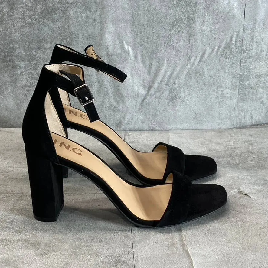 INC INTERNATIONAL CONCEPTS Women's Black Suede Lexini Two-Piece Sandals SZ 6.5