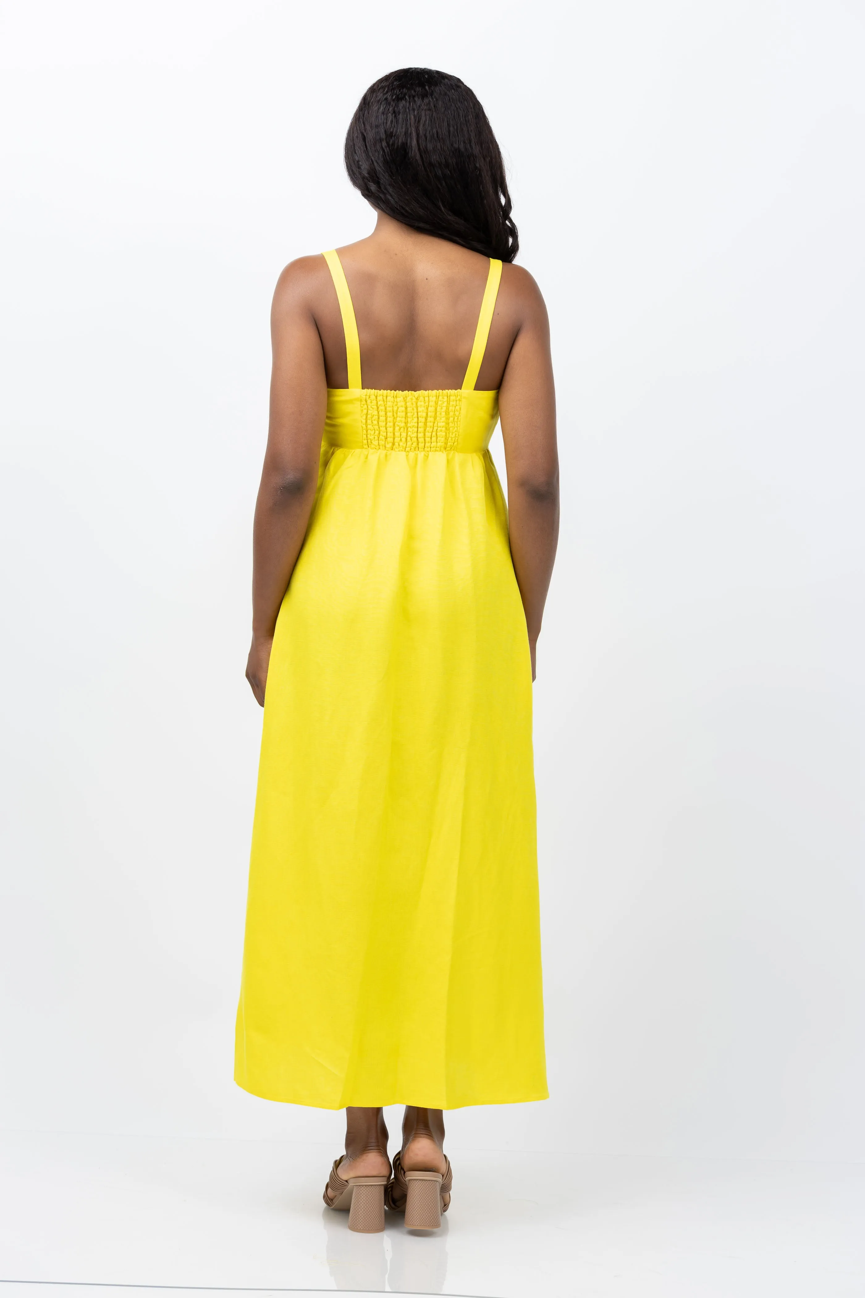 L'AGENCE Jessamy Empire Waist Dress in Laser Lemon