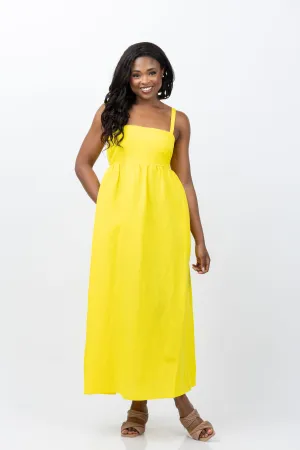L'AGENCE Jessamy Empire Waist Dress in Laser Lemon