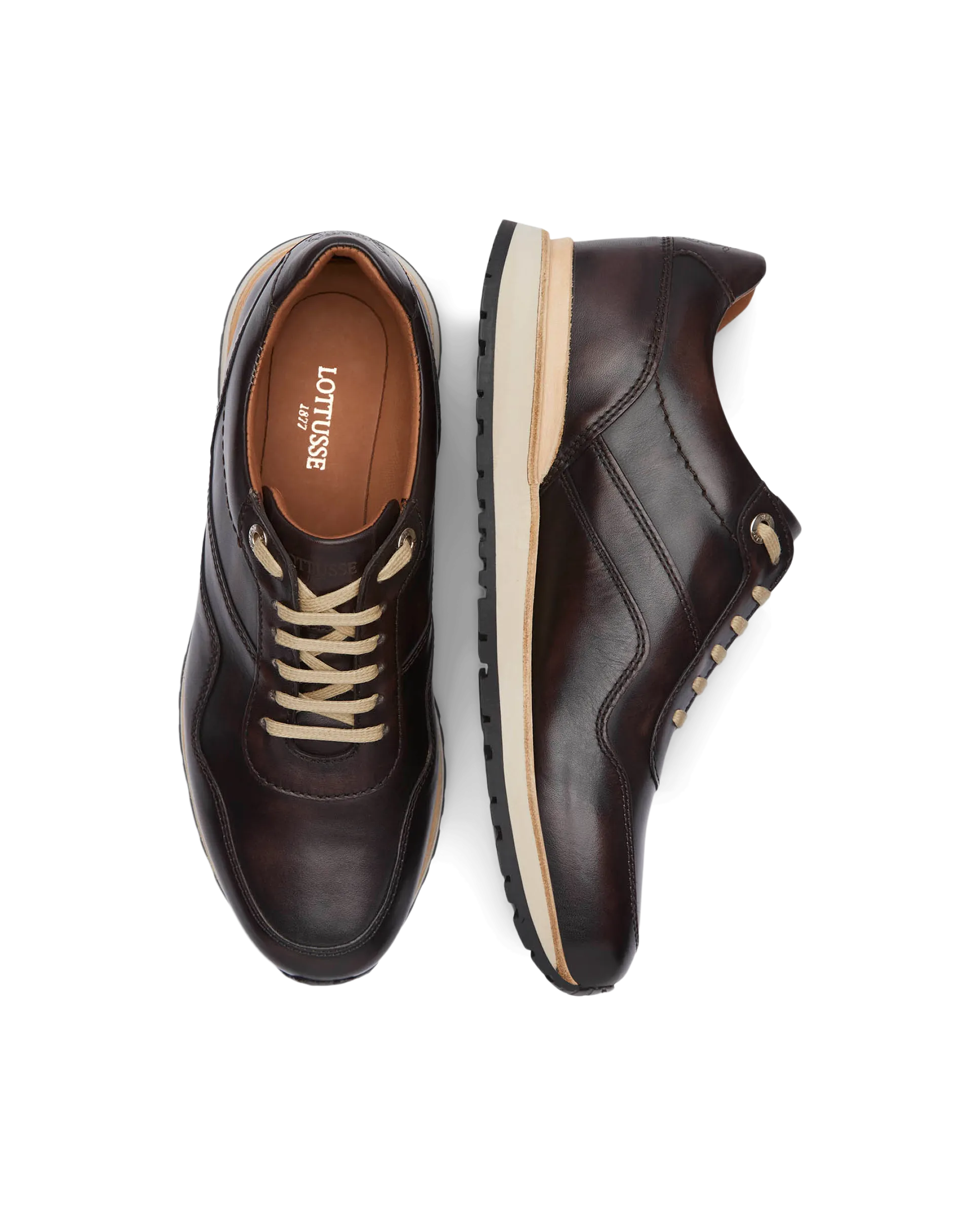 LOTTUSSE | SNEAKERS DE VESTIR HOMBRE | TOKYO VACUNO CEPILLADO MOKA | MARRÓN