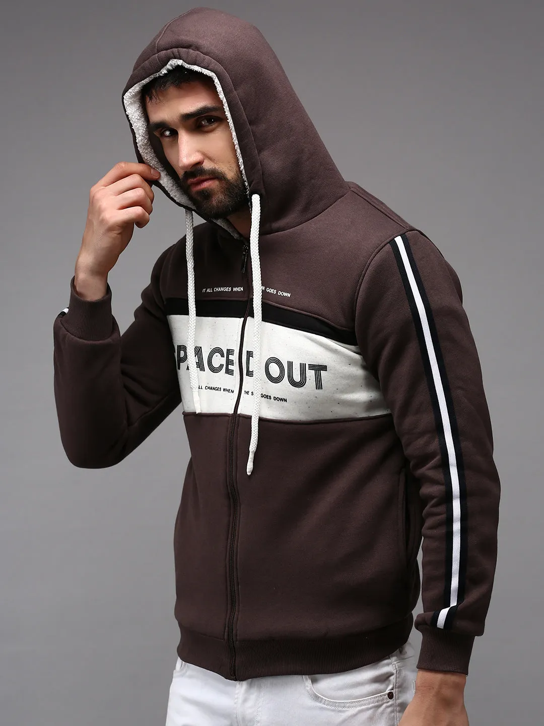Men Brown Colourblock Sweatshirt