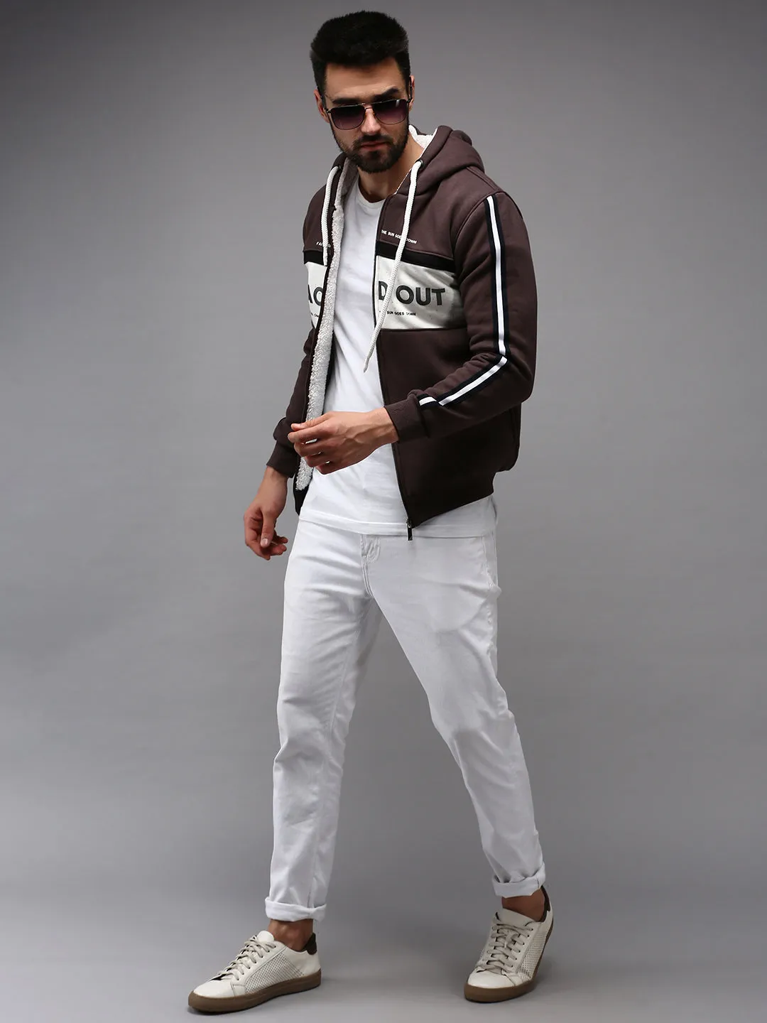 Men Brown Colourblock Sweatshirt