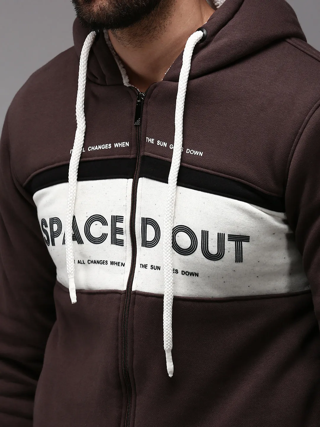 Men Brown Colourblock Sweatshirt