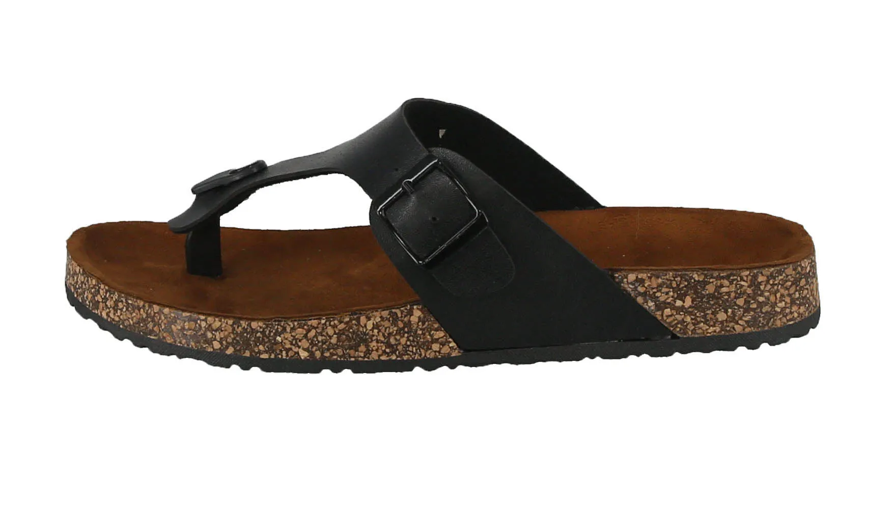 MEN'S SHOES BLACK PU LEATHER SANDALS STOCK-02