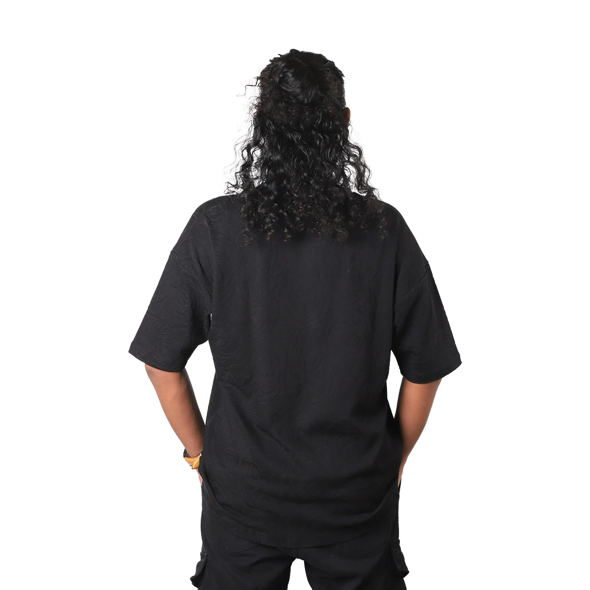 Midnight Rose Embossed Drop Shoulder T-shirt