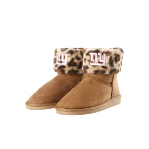 New York Giants NFL Womens Cheetah Fur Boots