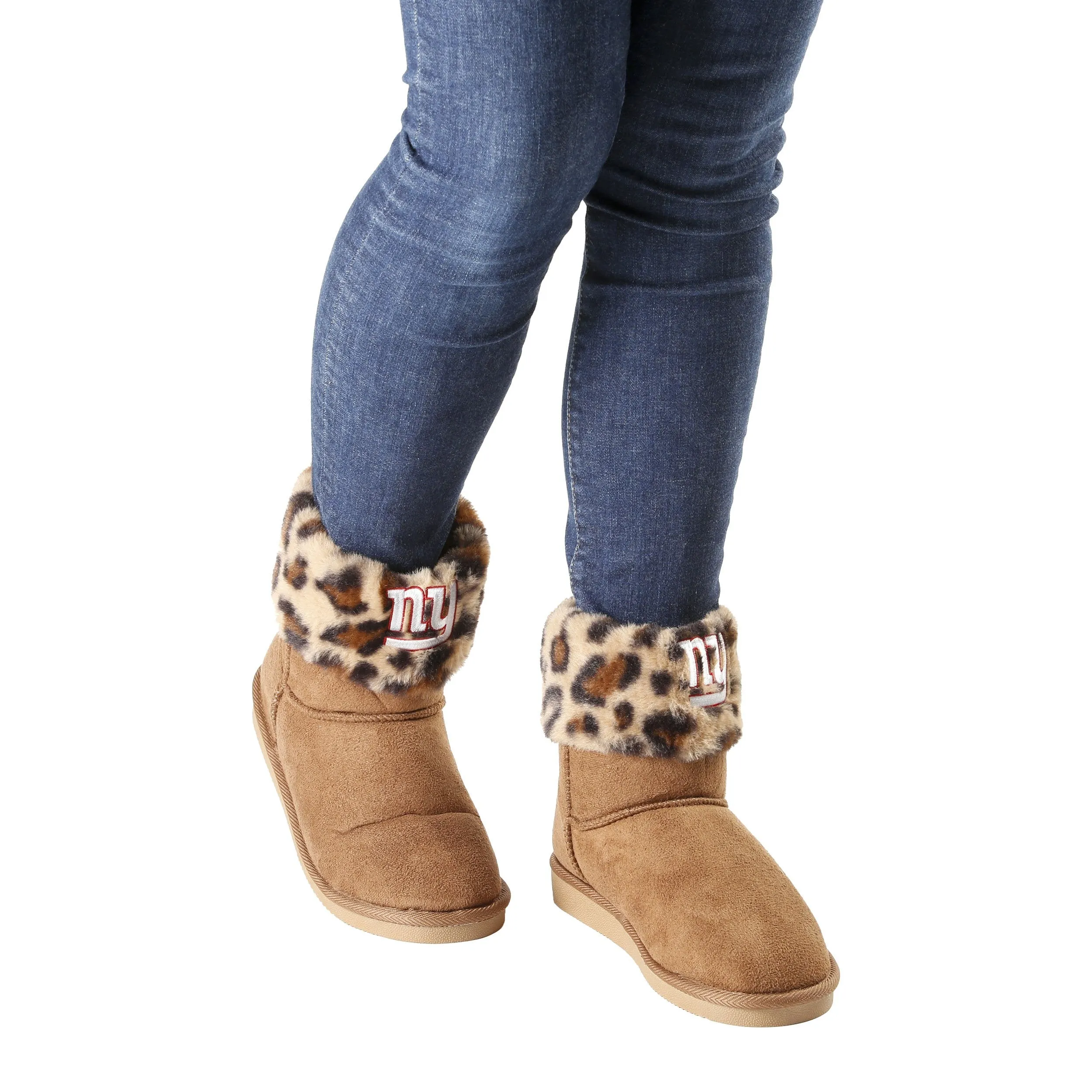 New York Giants NFL Womens Cheetah Fur Boots