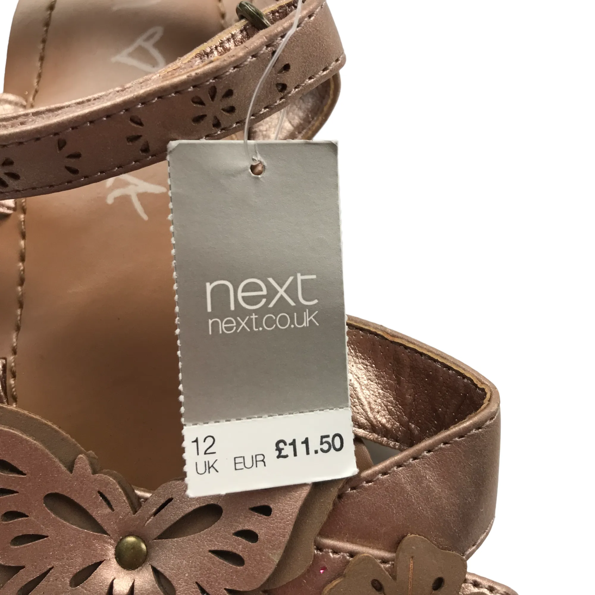 Next Brown Faux Leather Butterfly Sandals Shoe Size 12 junior
