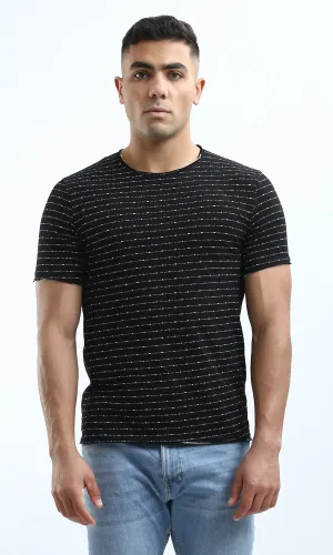 O190364 Patterned Black Short Sleeves Summer Tee