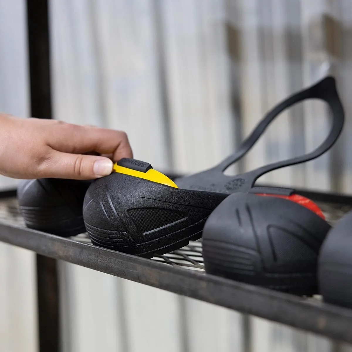 OSH1162-11, Natural Rubber Safety Overshoes with Steel Toe Cap and Back Strap Shoe Cover (Color Coded by Size)