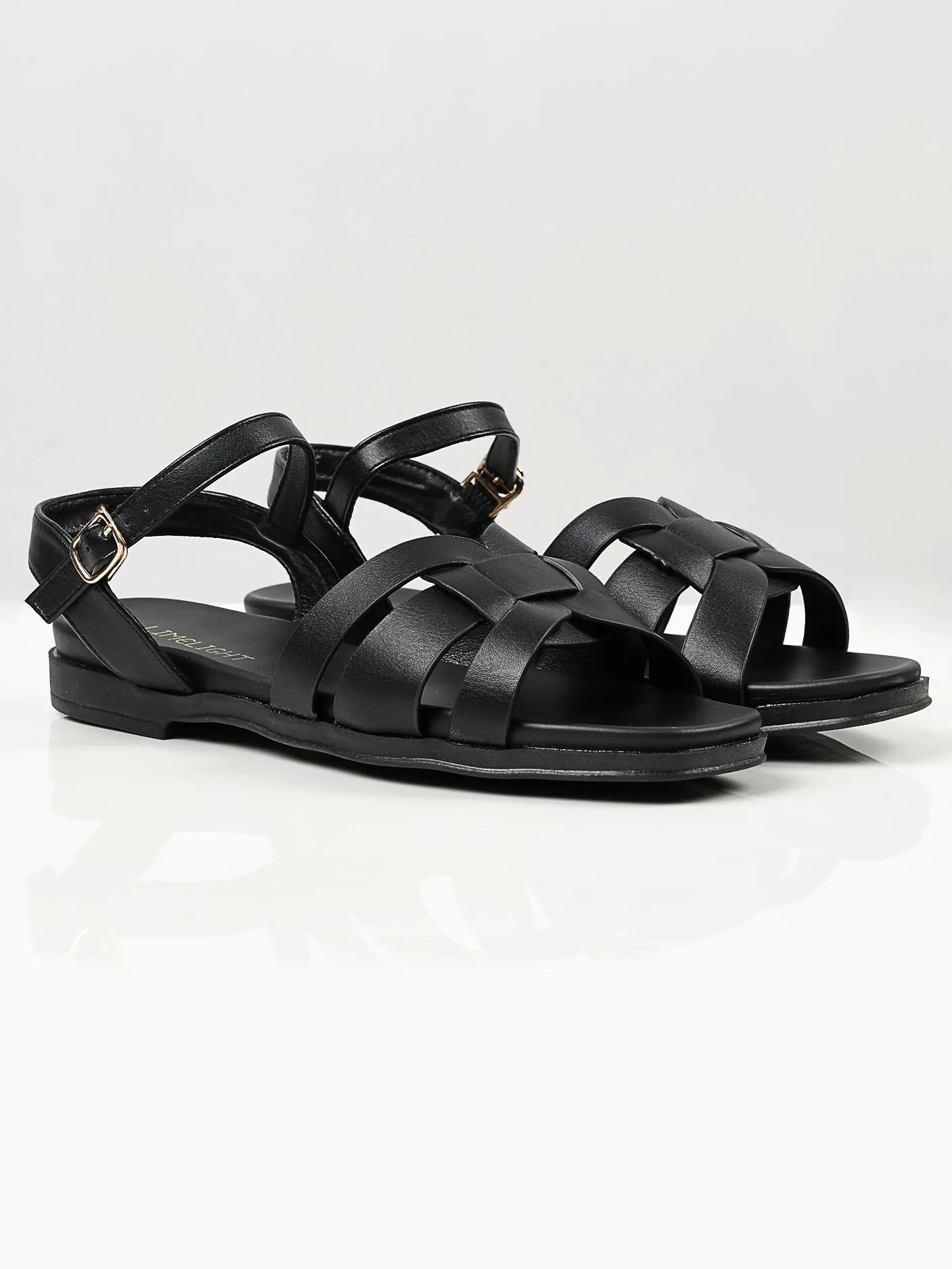 Plain Strap Sandals - Black