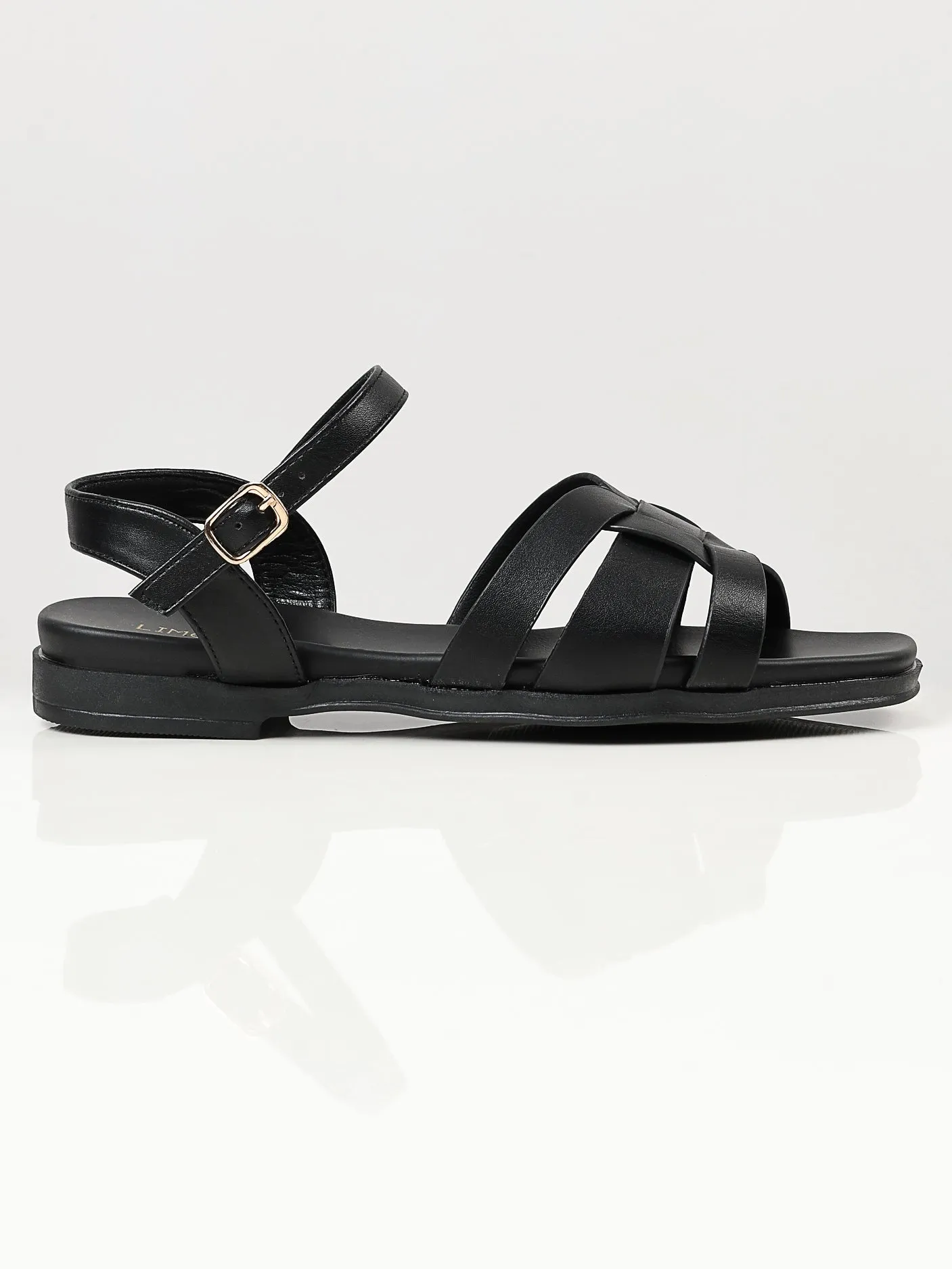 Plain Strap Sandals - Black