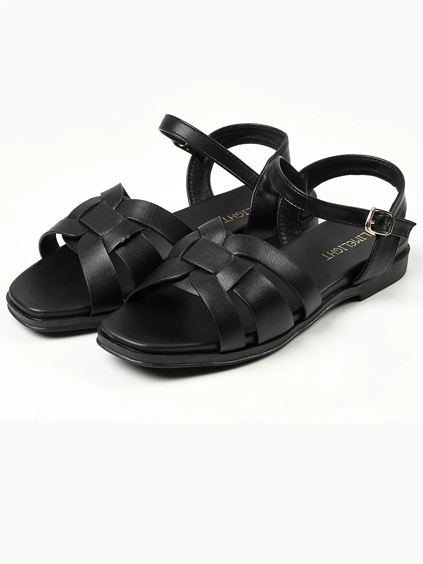 Plain Strap Sandals - Black