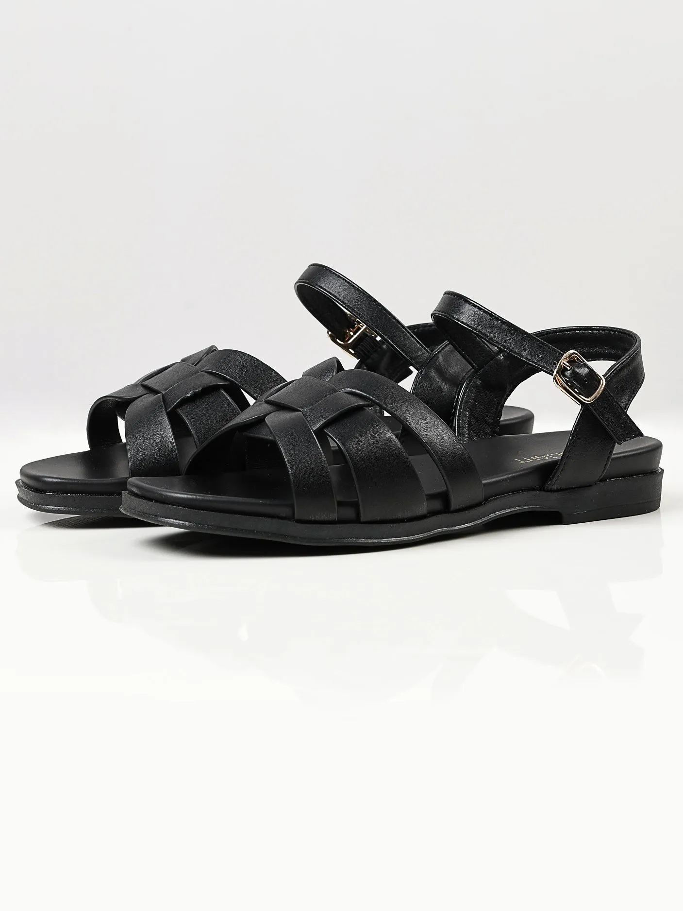 Plain Strap Sandals - Black