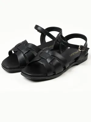 Plain Strap Sandals - Black