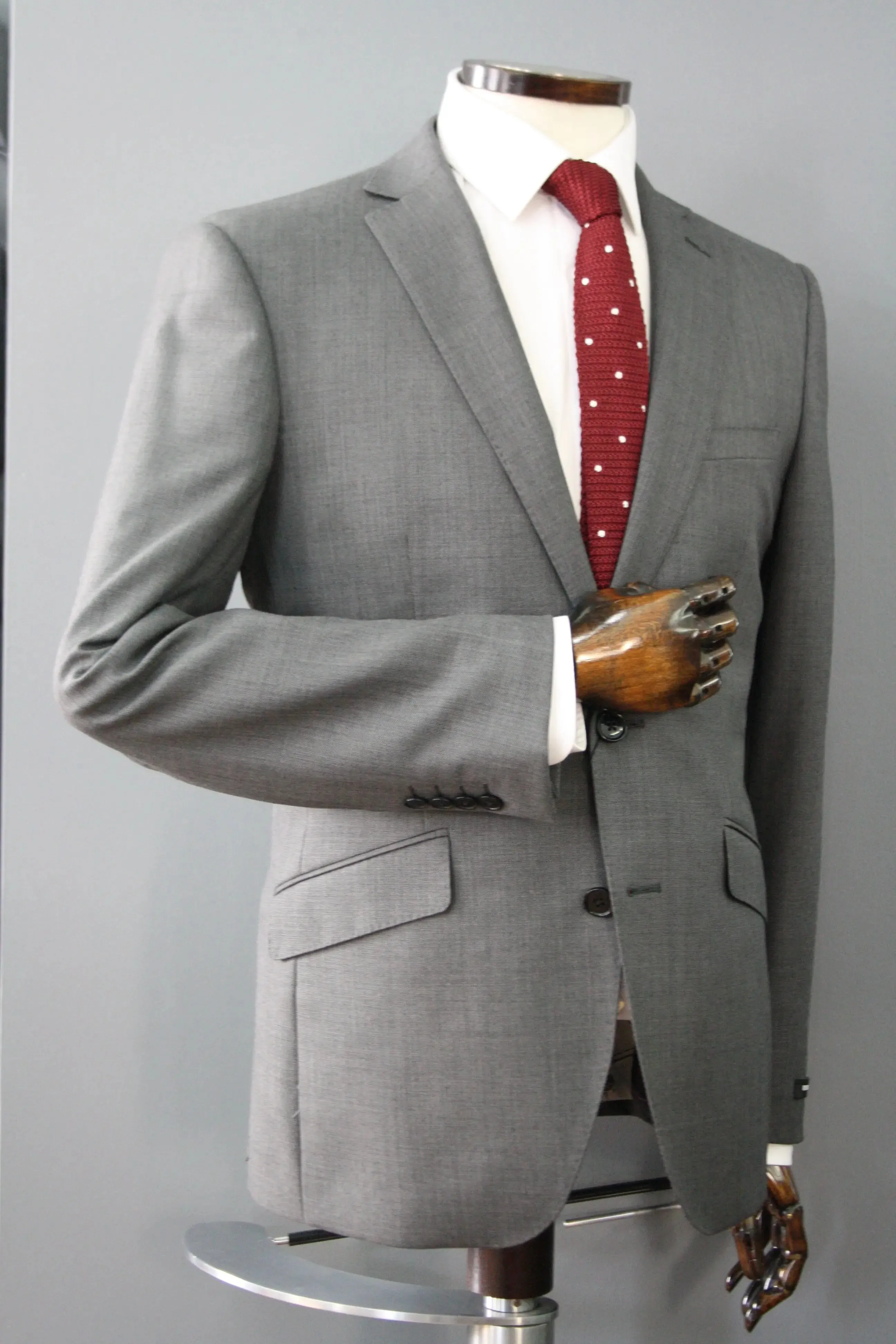 Polka Dot Knitted Silk Tie - Burgundy