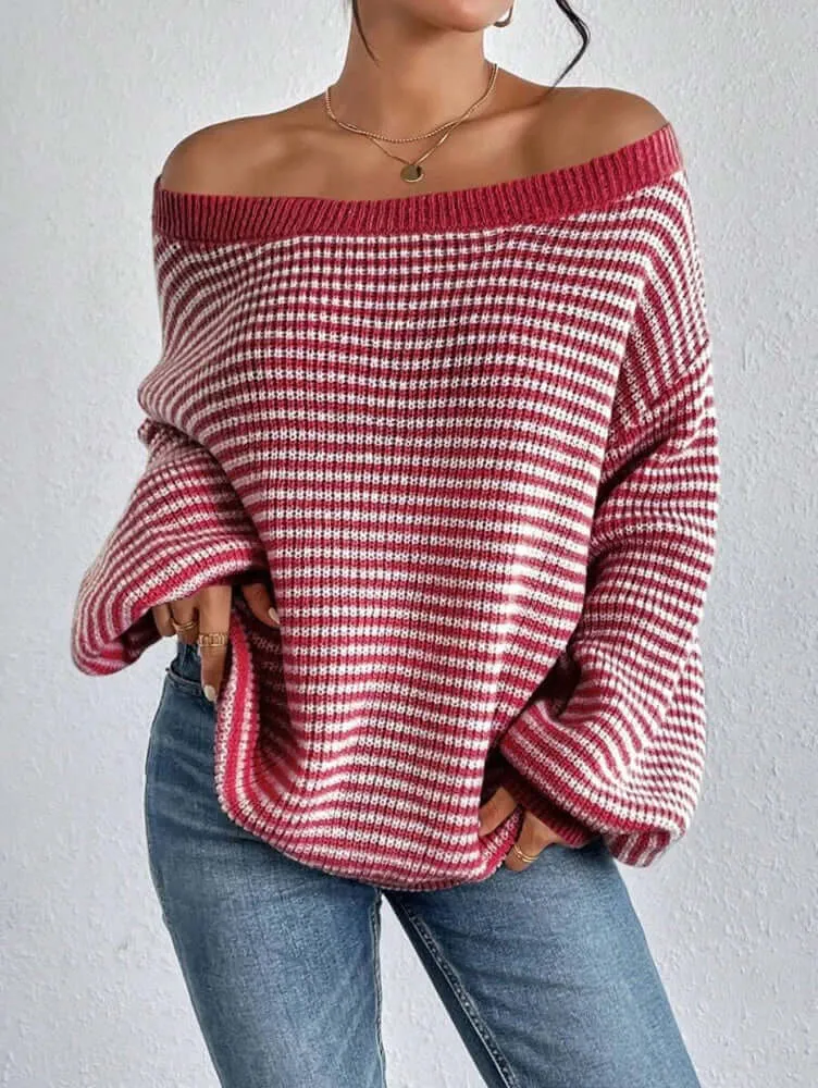 Relaxed Knit Sweater with Drop Shoulders | Women's Winter Top